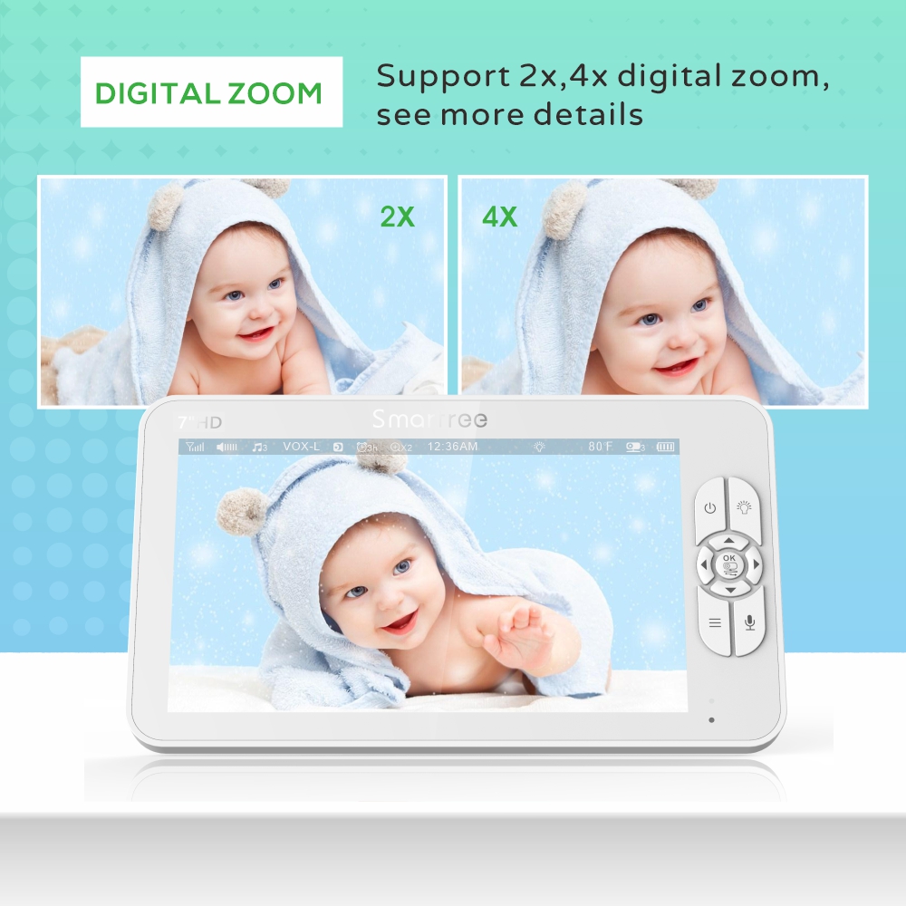 7.0 Inch HD Video Baby Monitor - đánh giá và giá Audio Hd Music