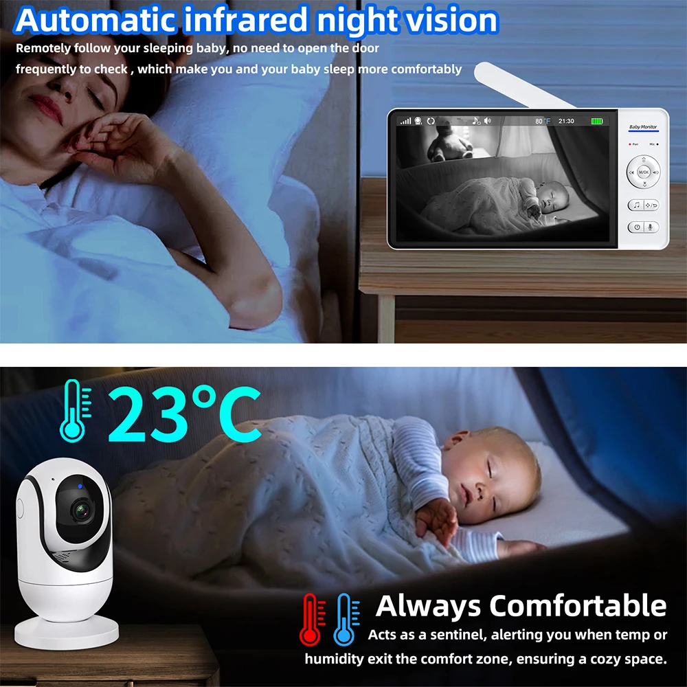 7 Inch Video Baby Monitor Nigh - đánh giá và giá Zoom Audio Music